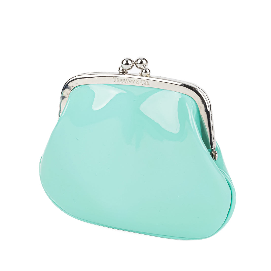 TIFFANY & CO Blue Patent Leather Kiss Lock Coin Purse