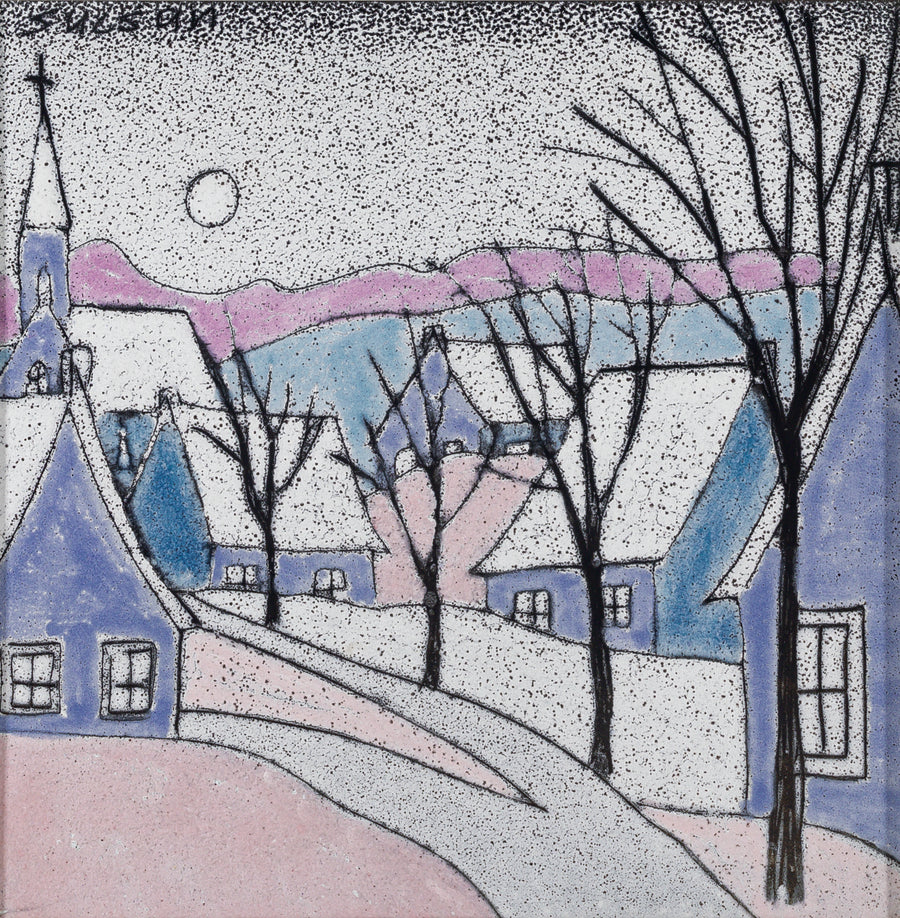 Charles Sucsan (Canadian 1932-2022)  Winter Village Scene