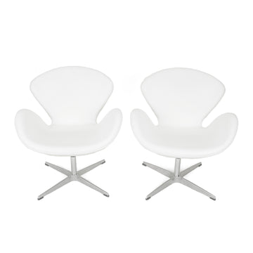 PAIR ZUO Pori Arm Chairs White