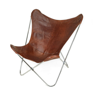 Leather & Chrome Butterfly Chair