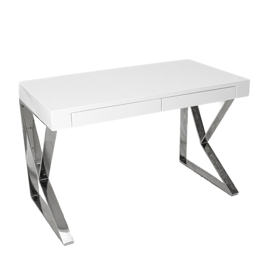 White Laquer & Chrome Desk