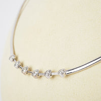 10K White Gold Bezel Set Diamond Collar Necklace