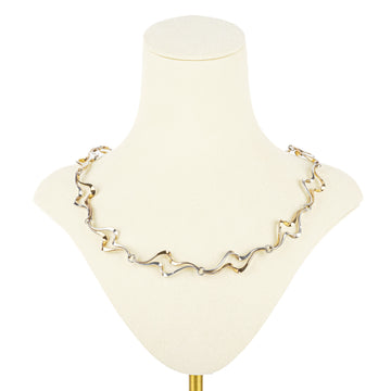 Sterling Two-Tone Wave Link Necklace