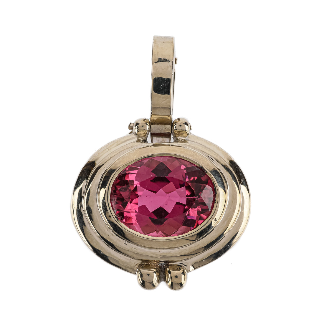 14K White Gold Oval Tourmaline Pendant Enhancer