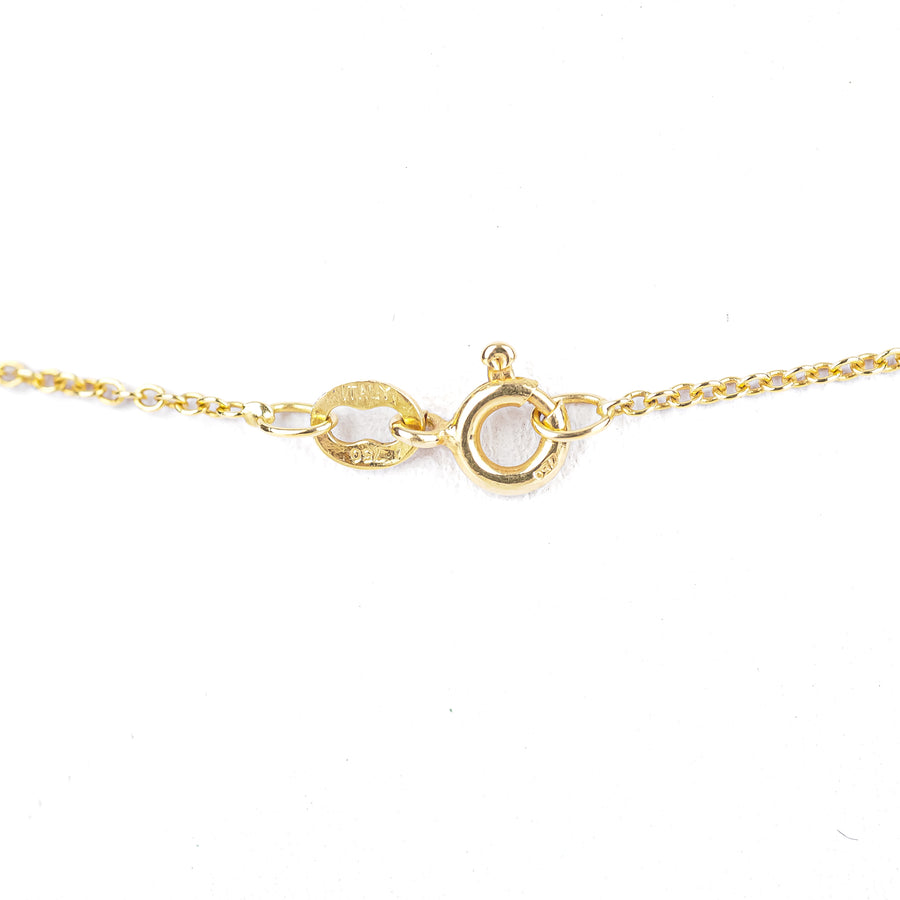 18K Yellow Gold Enamel Diamond Flower Pendant Necklace