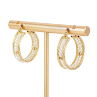 14K Yellow Gold Pearl Hoop Earrings