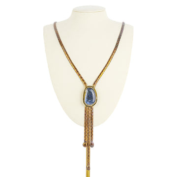 RAFAEL Brass Blue Cabochon Bolo Tie