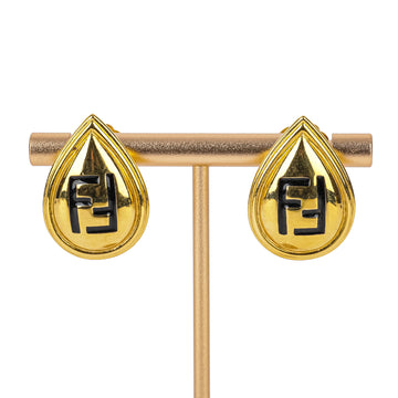 FENDI FF Gold Plated Pearl Shape Studs