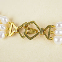 Gold Plated Pearl 3 Strand Necklace