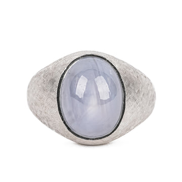 10K White Gold Cabochon Star Sapphire Ring