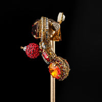 ERICKSON BEAMON Gold Tone Red Marquise Crystal Drop Clips