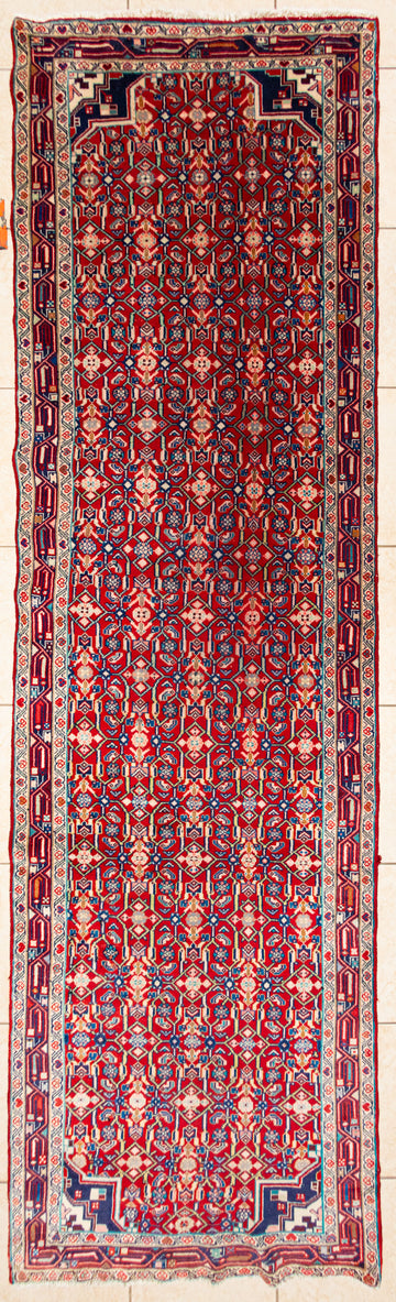 Hand Knotted Wool Heriz Persian Runner         142"x45"