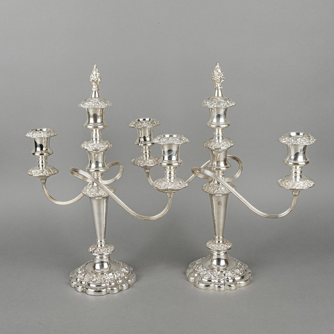 BIRKS Regency Plate Silver Plate 3 Light Convertible Candelabras Set of 2