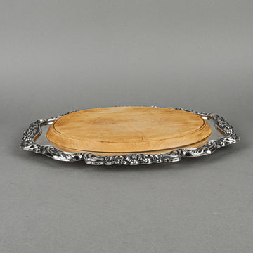 BARKER BROS Silverplate Tray With Bread/Challah Board Insert