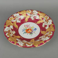 MEISSEN Floral Embossed Gilt Maroon Ground Bowl