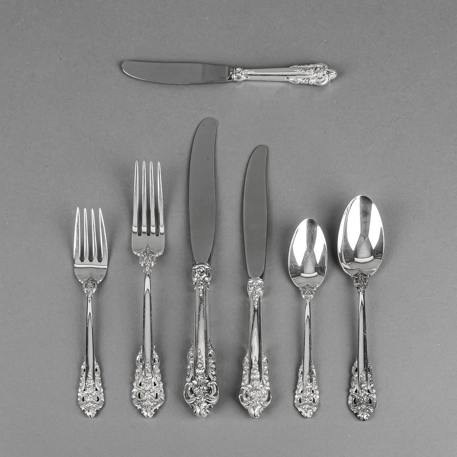 WALLACE STERLING Grande Baroque Sterling Flatware 8 Place Settings w/Extras