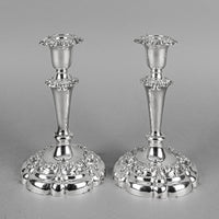 ELLIS-BARKER & CO SILVER CO Silver Plate Candlesticks w/DripPans Set of 2