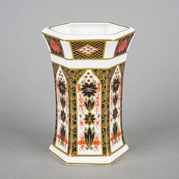 ROYAL CROWN DERBY Old Imari 1128 Hexagonal Vase