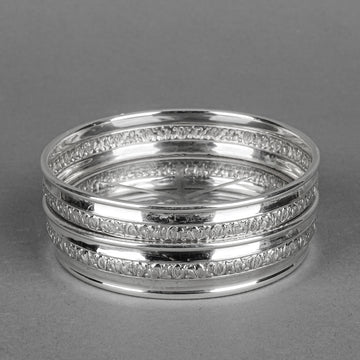 BIRKS STERLING 925 Silver Rim Crystal Coasters Set of 2