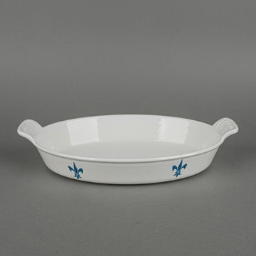 LE CREUSET Fleur De Lys White Enamel Cast Iron Au Gratin Dish