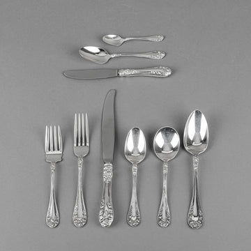 NORTHUMBRIA Normandy Rose Sterling Flatware 6 Place Settings w/Serving Pieces