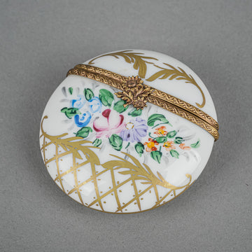 Limoges Hand Painted Floral Pill Box