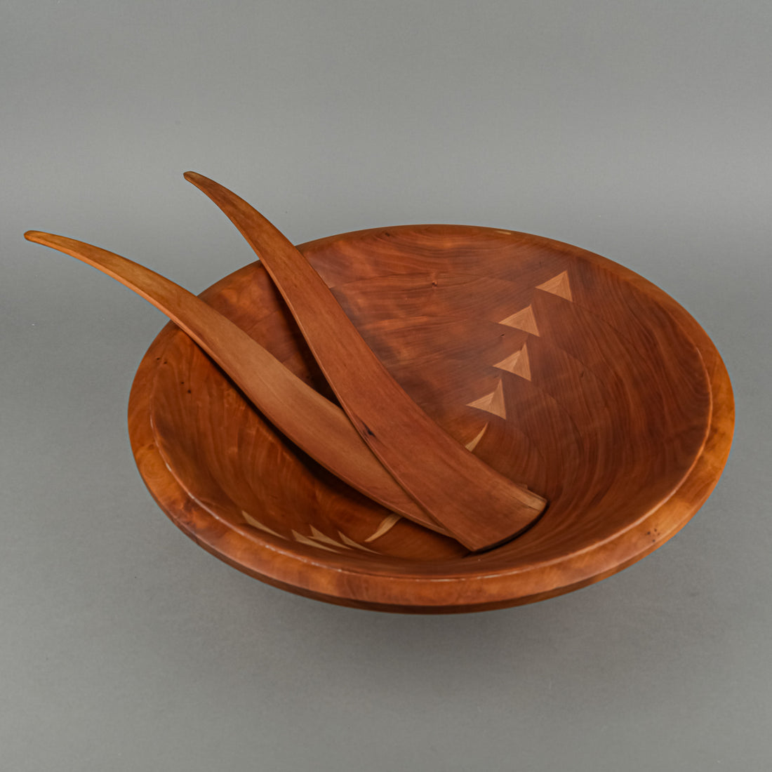 Chris Oosenbrug Cherry Wood Salad Bowl & Servers 3pcs