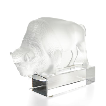 LALIQUE Figurine Bison On Block 11806