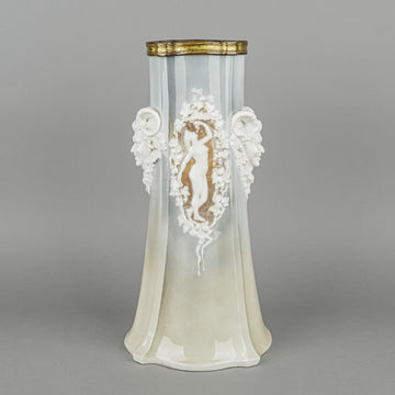 ALFORTVILLE Porcelain Vase             W/Gilt Metal Rim