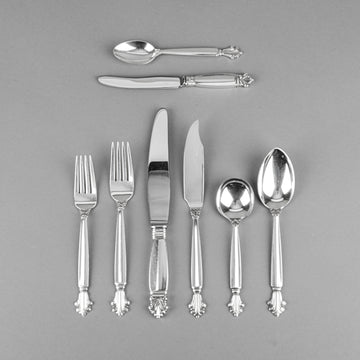 GEORG JENSEN Acanthus Sterling Flatware 70 Pieces